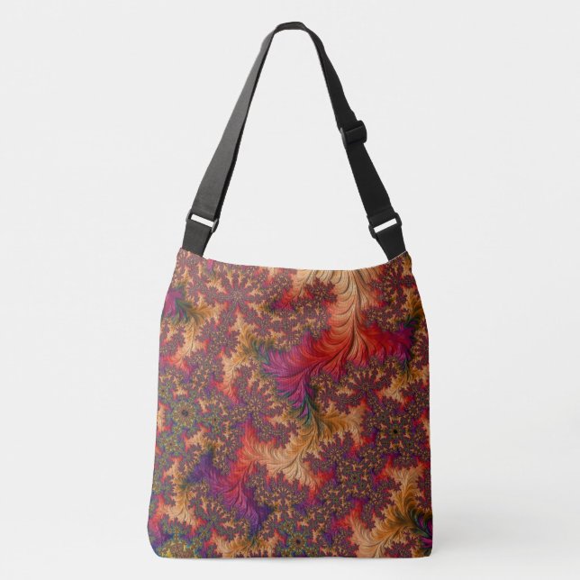 Trippy Bright Dazzling Branching Abstract Fractal Crossbody Bag (Front)