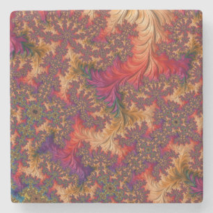 Trippy Bright Dazzling Branching Abstract Fractal Stone Coaster