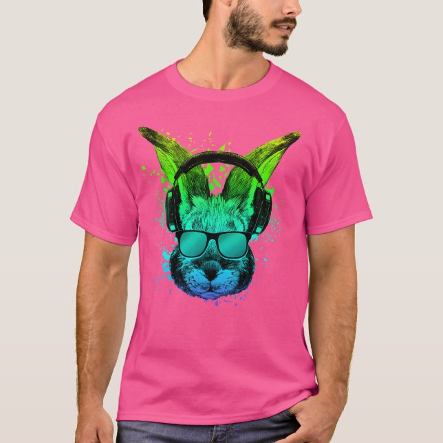 Trippy Bunny Shirt Dj Ravers Edm Techno Psychedeli (Front)