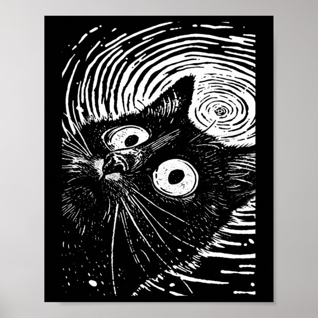 Trippy Cat Pastel Goth Gothic Grunge Alt Punk Weir Poster (Front)