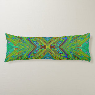 Trippy Chartreuse and Blue Abstract Butterfly Body Cushion