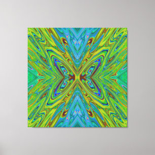 Trippy Chartreuse and Blue Abstract Butterfly Canvas Print