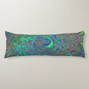 Trippy Chartreuse and Blue Retro Liquid Swirl Body Cushion
