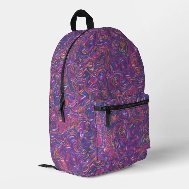 Trippy Colourful 3D Swirls Printed Backpack (Back Corner Left)
