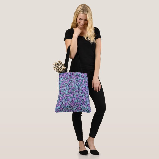Trippy Colourful Blob Tote Bag (On Model)