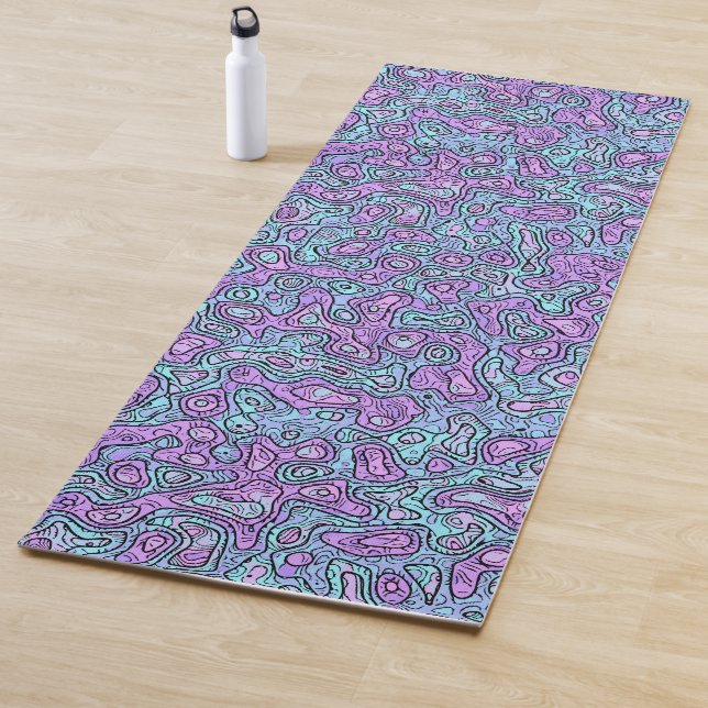 Trippy Colourful Blob Yoga Mat (In Situ)