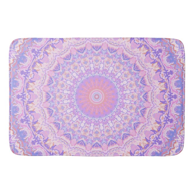 Trippy Colourful Intricate Boho Hippie Mandala Bath Mat (Front)