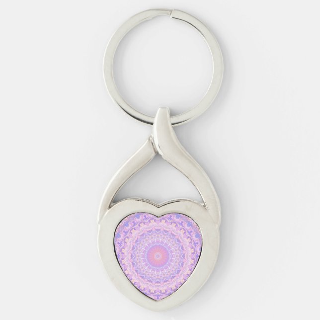 Trippy Colourful Intricate Boho Hippie Mandala Key Ring (Front)