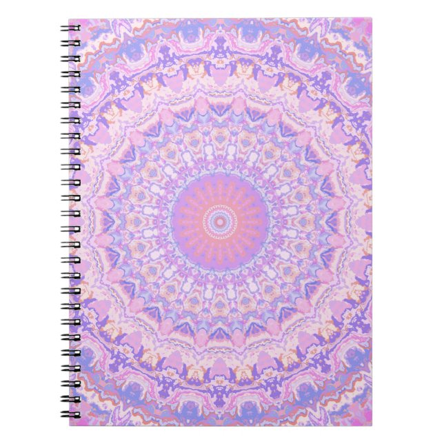 Trippy Colourful Intricate Boho Hippie Mandala Notebook (Front)
