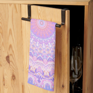 Trippy Colourful Intricate Boho Hippie Mandala Tea Towel