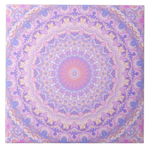 Trippy Colourful Intricate Boho Mandala Tile