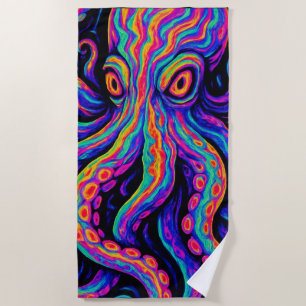 Trippy Colourful Octopus Beach Towel