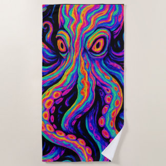 Trippy Colourful Octopus  Beach Towel