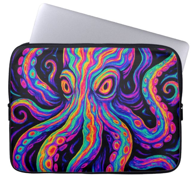 Trippy Colourful Octopus  Laptop Sleeve (Front)