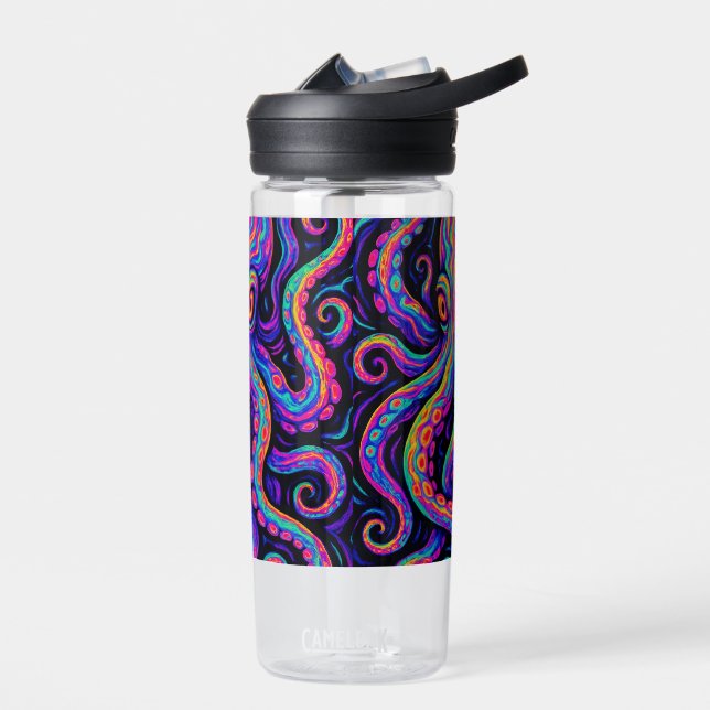 Trippy Colourful Octopus  Water Bottle (Left)
