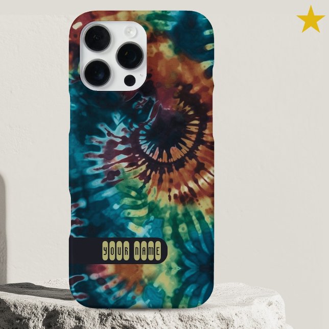 Trippy Colourful Tie Dye Custom Name Retro  iPhone Case (Creator Uploaded)
