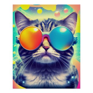 Trippy Cool Psychedelic Acid Trip Cat