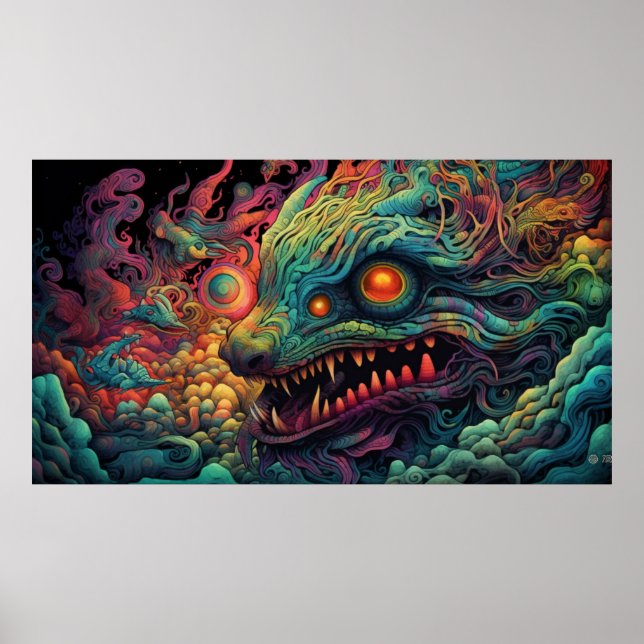 Trippy creature with psychedelic pattern   poster (Front)