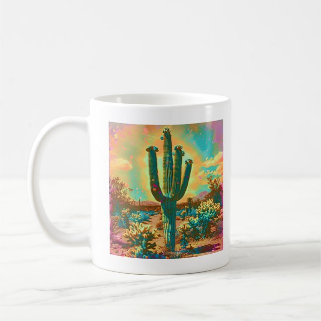 Trippy Desert Cactus Coffee Mug (Left)