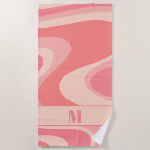 Trippy Dream Pastel Blush Pink Retro Abstract Beach Towel