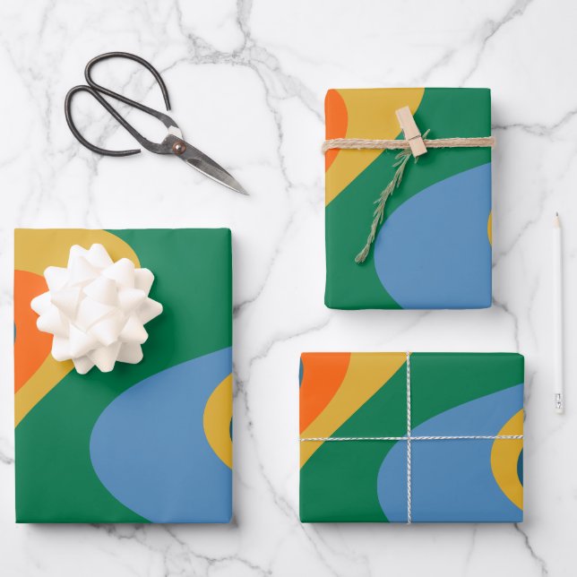 Trippy Dream Retro Abstract Multi Colour Pattern Wrapping Paper Sheet (Front)