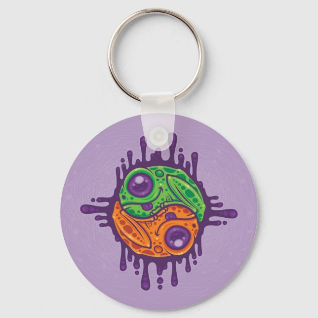 Trippy Drippy Frog Yin Yang Key Ring (Front)