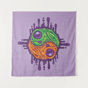Trippy Drippy Frog Yin Yang Tapestry
