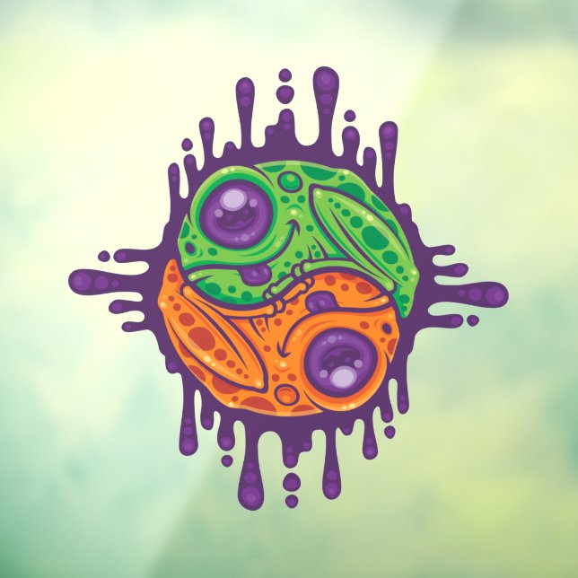 Trippy Drippy Frog Yin Yang Window Cling (Sheet 3)