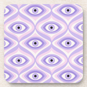 Trippy eye pattern pastel purple pink retro coaster