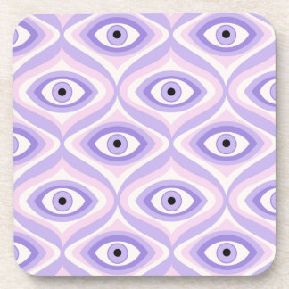 Trippy eye pattern pastel purple pink retro coaster
