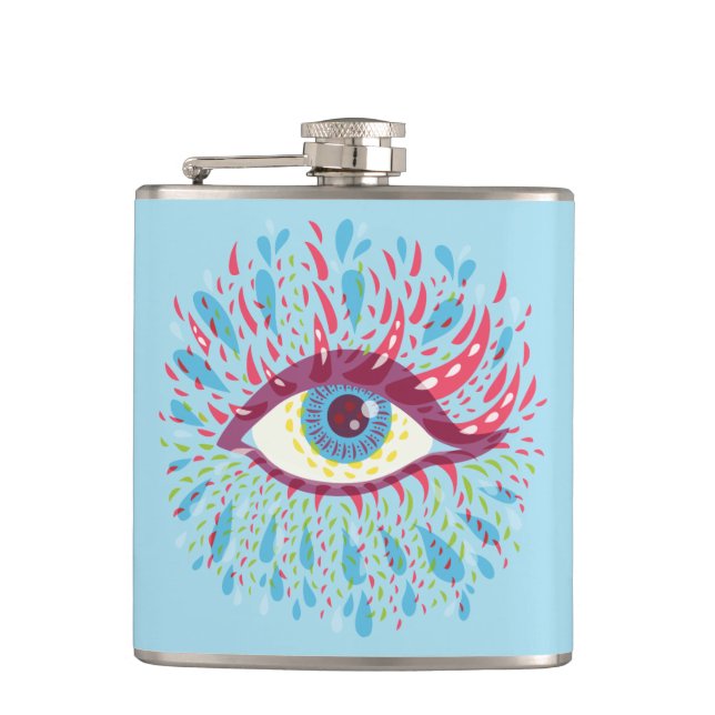 Trippy Eye Psychedelic Art Hip Flask (Front)
