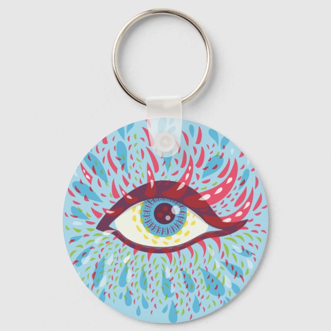 Trippy Eye Psychedelic Art Key Ring (Front)