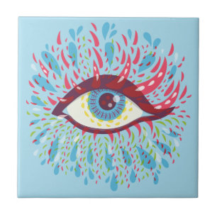 Trippy Eye Psychedelic Art Tile