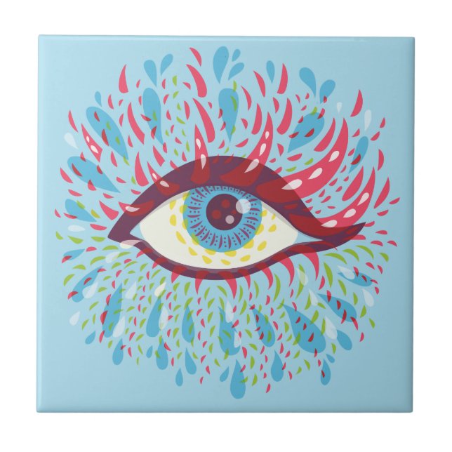 Trippy Eye Psychedelic Art Tile (Front)
