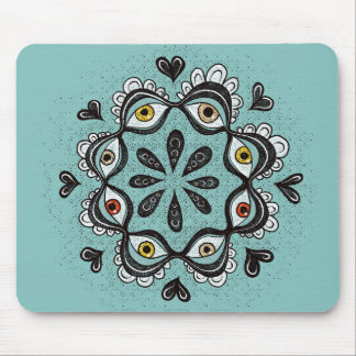 Trippy Eyes with Hearts Boho Gothic Weirdcore Art Mouse Mat