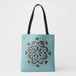 Trippy Eyes with Hearts Boho Gothic Weirdcore Art Tote Bag