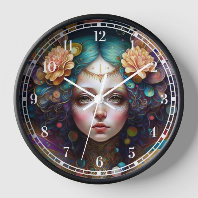 Trippy Fairy Fantasy Art Clock (Front)