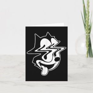 Trippy Felix Cat Blackwork Card