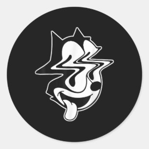 Trippy Felix Cat Blackwork  Classic Round Sticker