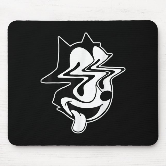 Trippy Felix Cat Blackwork  Mouse Mat (Front)