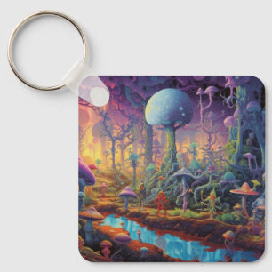 Trippy forest Key Ring