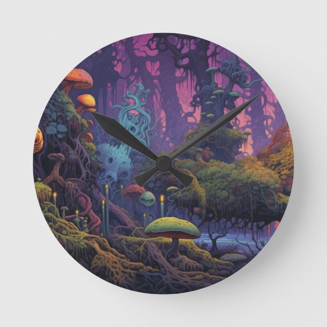 Trippy forest with strange round clock (Front)