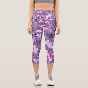 Trippy Funky Boho Groovy Pastel Spiral Fractal Art Capri Leggings