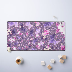 Trippy Funky Boho Groovy Pastel Spiral Fractal Art Desk Mat