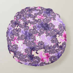 Trippy Funky Boho Groovy Pastel Spiral Fractal Art Round Cushion