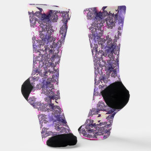 Trippy Funky Boho Groovy Pastel Spiral Fractal Art Socks