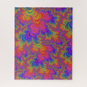 Trippy Funky Bold Vibrant Rainbow Abstract Fractal Jigsaw Puzzle