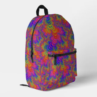 Trippy Funky Bold Vibrant Rainbow Abstract Fractal Printed Backpack