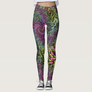 Trippy Funky Groovy Digital Abstract Fractal Art Leggings