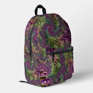 Trippy Funky Groovy Digital Abstract Fractal Art Printed Backpack